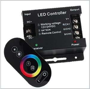CONTROLADOR PARA FITA DE LEDS RGB 12V 3x6A C/COMANDO TOUCH