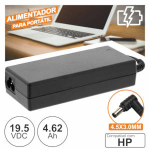 ALIMENTADOR FIXO PC PORTATIL HP 19.5V 4.62A 4.5-3.0mm