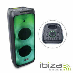 COLUNA ATIVA PORTATIL IBIZA ALTAIR 1200W 2x10" USB/FM/BT/LED